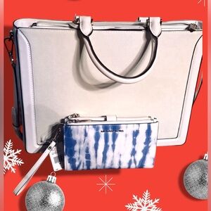 NWT Michael Kors Ivory Top Zip Jessie Bag  Plus Wallet
